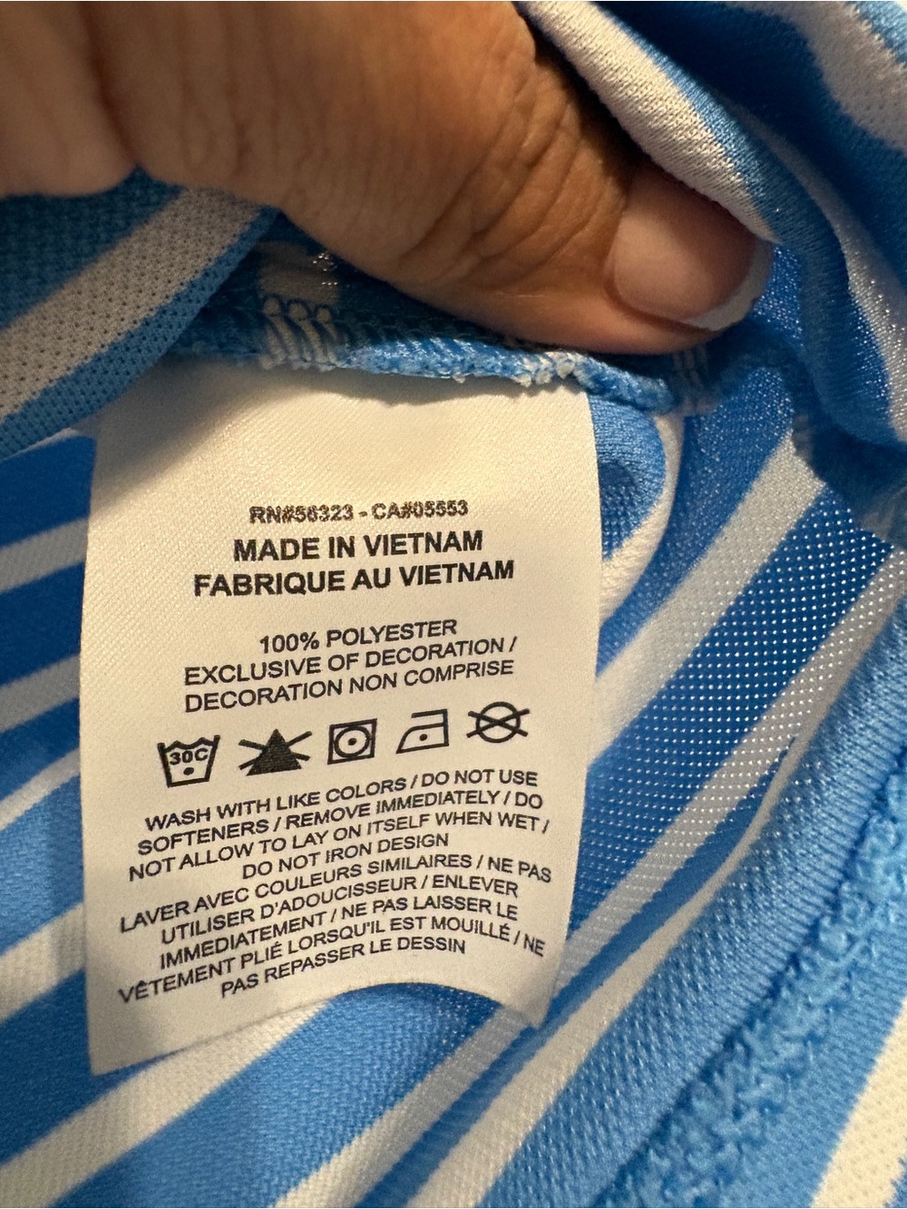 Nike Men’s Light Blue and White Striped Polo - Picture 5 of 6